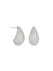 Mood Silver Tone Crystal Dome Hoop Earrings - Image 1 of 4