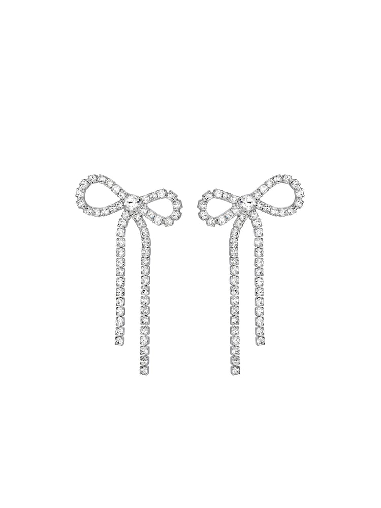 Mood Silver Tone Crystal Dome Hoop Earrings - Image 2 of 4