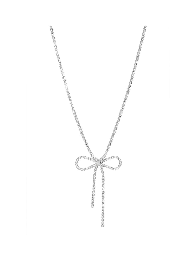 Mood Silver Tone Bow Short Necklace - Image 1 of 5