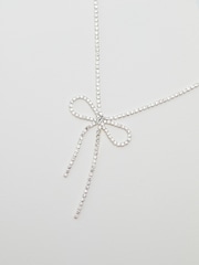 Mood Silver Tone Bow Short Necklace - Image 2 of 5