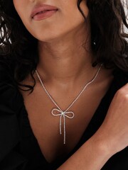 Mood Silver Tone Bow Short Necklace - Image 4 of 5