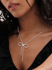 Mood Silver Tone Bow Short Necklace - Image 5 of 5