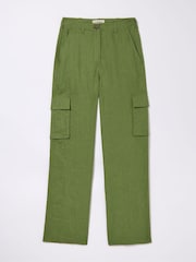 FatFace Demi Green Linen Cargo Trousers - Image 4 of 4