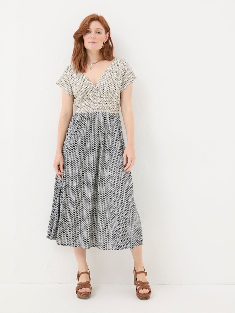 FatFace Rae Black Star Geo Midi Dress - Image 1 of 6 FatFace Rae Black Star Geo Midi Dress - Image 1 of 6