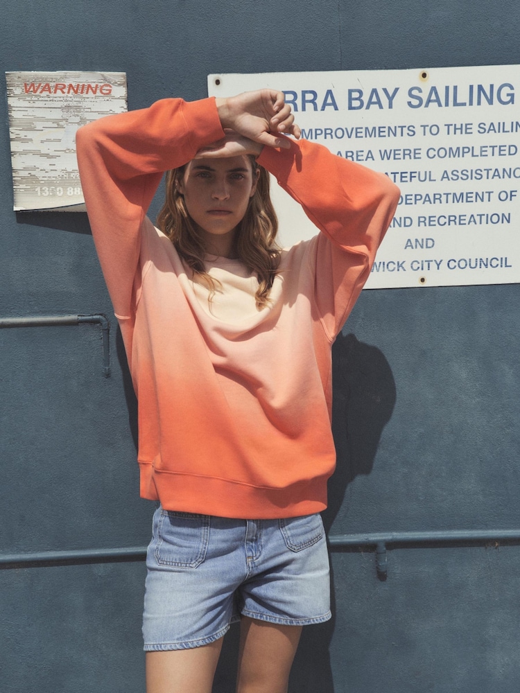 Hush Orange Oversized Ombre Quaden 100% Cottton Sweatshirt - Image 1 of 6 Hush Orange Oversized Ombre Quaden 100% Cottton Sweatshirt - Image 1 of 6