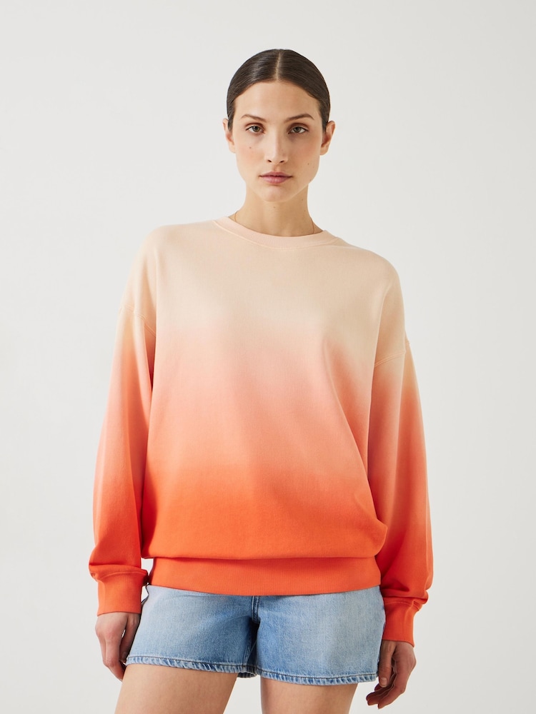 Hush Orange Oversized Ombre Quaden 100% Cottton Sweatshirt - Image 2 of 6 Hush Orange Oversized Ombre Quaden 100% Cottton Sweatshirt - Image 2 of 6