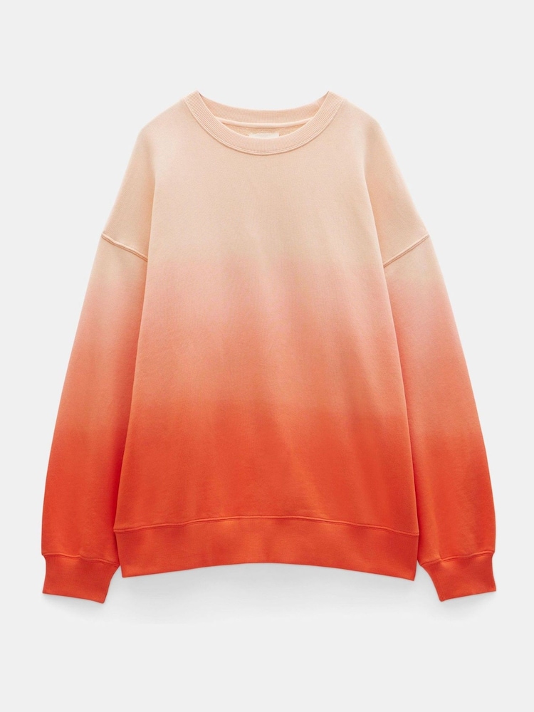 Hush Orange Oversized Ombre Quaden 100% Cottton Sweatshirt - Image 6 of 6