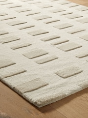 Jasper Conran London Cream Checkerboard Tufted Wool Rug - Image 2 of 4