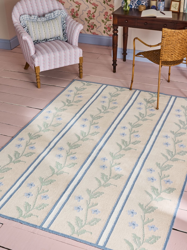 Cath Kidston Natural Vine Stripe Rug - Image 1 of 6