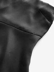 Black Satin Peplum Bandeau Top - Image 7 of 8