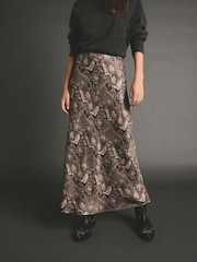Snake Printed Satin Midi Skirt - Image 2 of 7