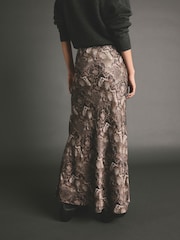 Snake Printed Satin Midi Skirt - Image 3 of 7