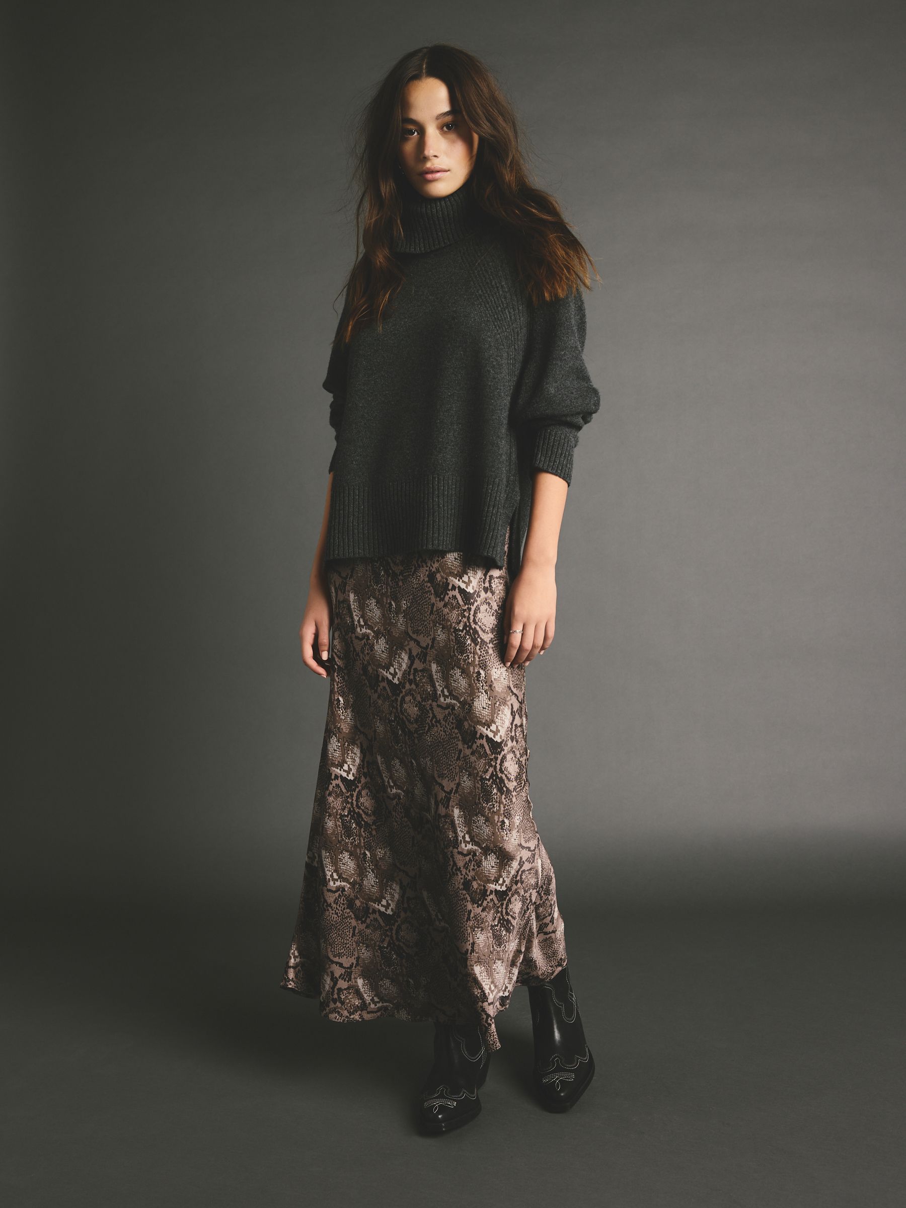 Buy Snake Printed Satin Midi Skirt from Next USA