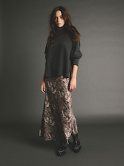 Snake Printed Satin Midi Skirt - Image 4 of 7