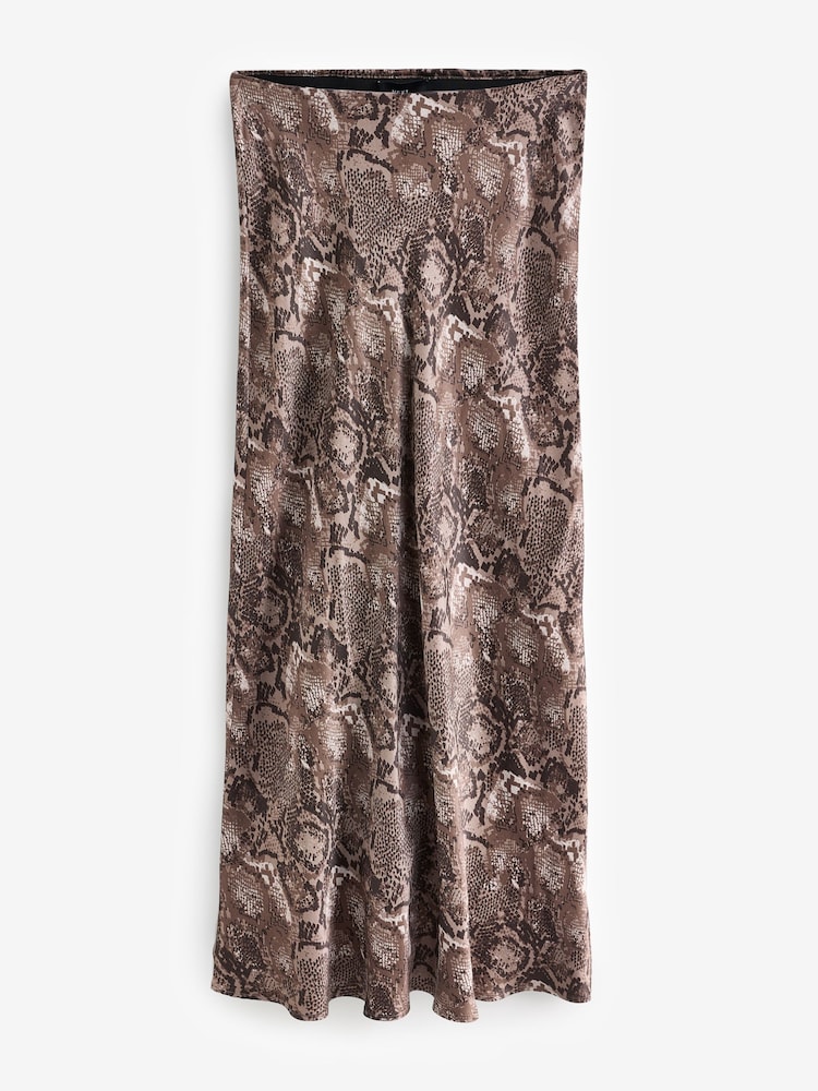 Snake Printed Satin Midi Skirt - Image 7 of 7