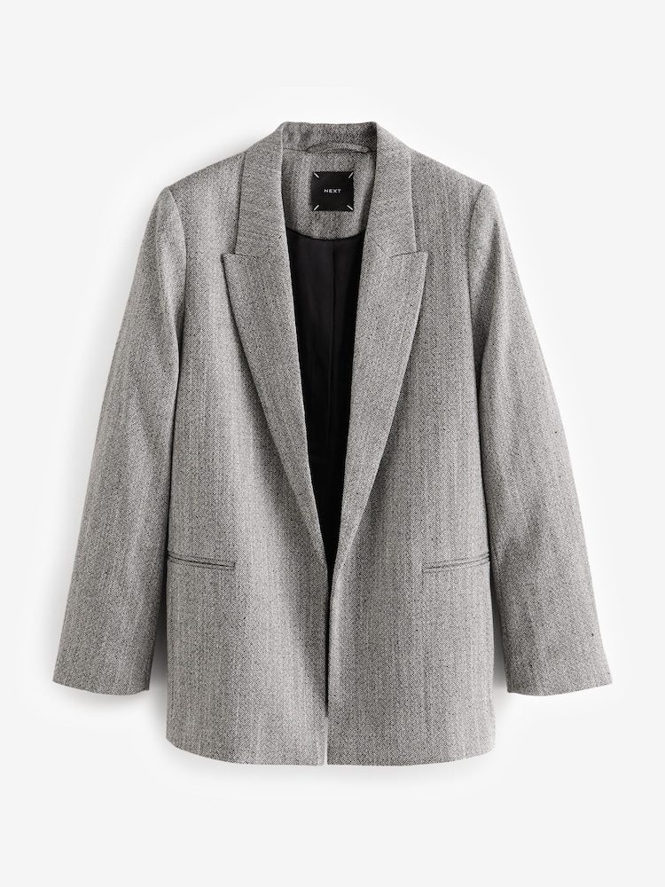 Black/White Herringbone Relaxed Blazer - Image 2 of 4