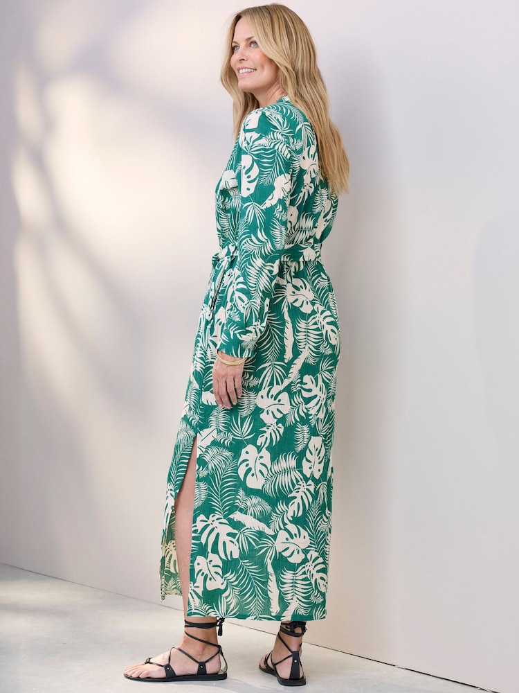 Cotton Traders Green Printed Maxi Shirt Dress - Image 4 of 4 Cotton Traders Green Printed Maxi Shirt Dress - Image 4 of 4