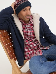 FatFace Linton Navy Knitted Zip Hoodie - Image 3 of 6