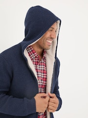 FatFace Linton Navy Knitted Zip Hoodie - Image 4 of 6