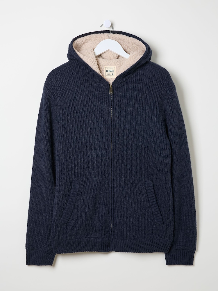 FatFace Linton Navy Knitted Zip Hoodie - Image 6 of 6 FatFace Linton Navy Knitted Zip Hoodie - Image 6 of 6