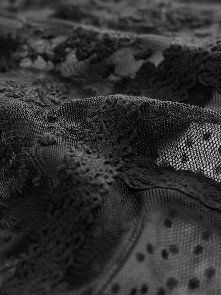 Black Sheer Lace High Neck Blouse - Image 7 of 8