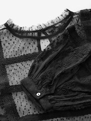 Black Sheer Lace High Neck Blouse - Image 8 of 8