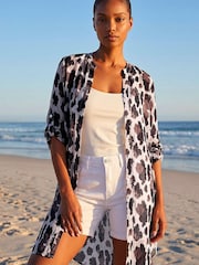 Roman Brown Animal Print Longline Blouse - Image 2 of 4