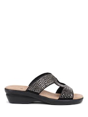 Pavers Embellished Mules Black Sandals - Image 1 of 5