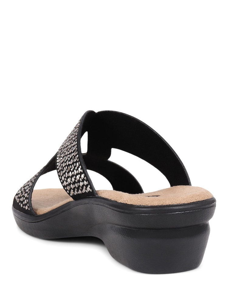 Pavers Embellished Mules Black Sandals - Image 2 of 5