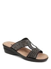 Pavers Embellished Mules Black Sandals - Image 3 of 5