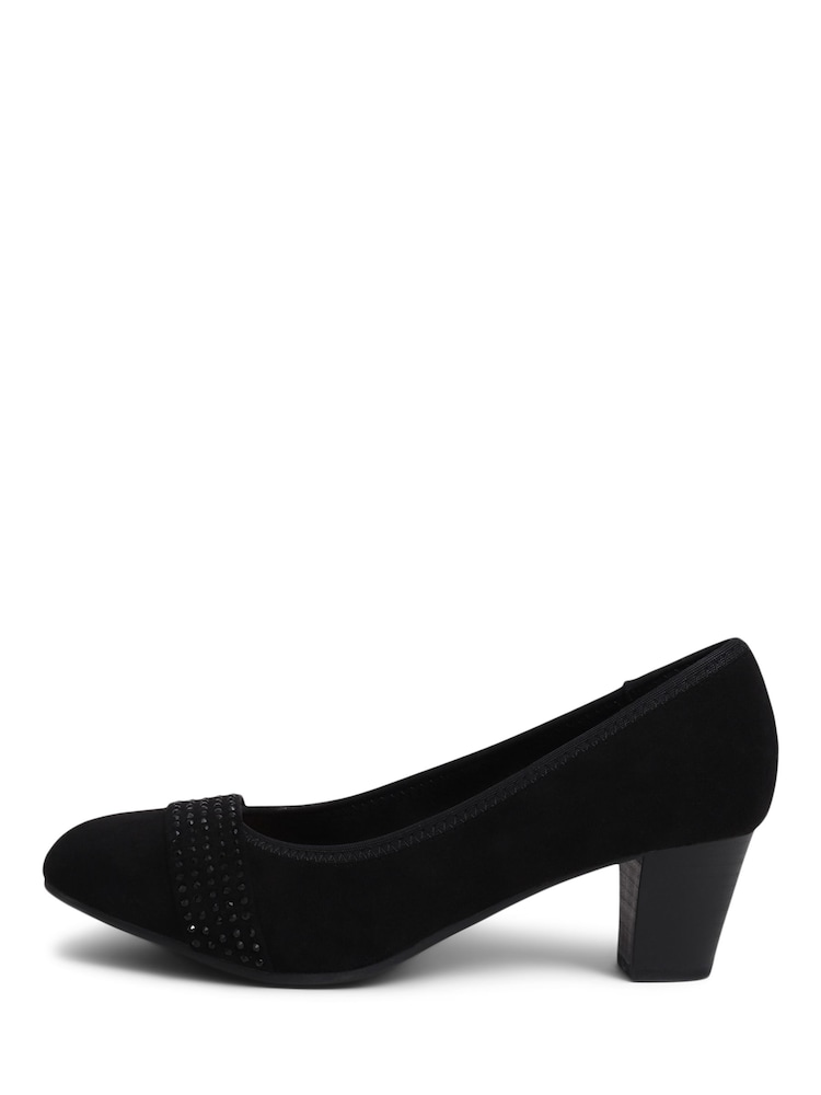 Pavers Black Wide Fit Block Heeled Court Shoes - Image 1 of 5 Pavers Black Wide Fit Block Heeled Court Shoes - Image 1 of 5