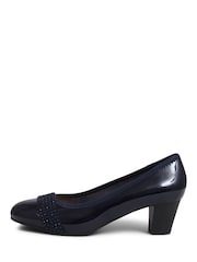 Pavers Blue Wide Fit Block Heeled Court Shoes - Image 1 of 1