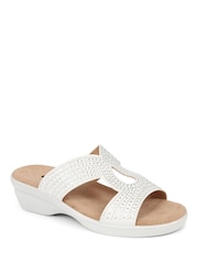 Pavers Embellished Mules White Sandals - Image 3 of 5