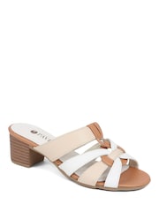 Pavers Block Heeled Mule Brown Sandals - Image 2 of 5