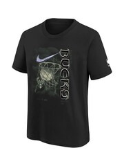 Fanatics Youth NBA Milwaukee Bucks Courtside Logo Max 90 II Short Sleeve 100% Cotton Black T-Shirt - Image 3 of 3