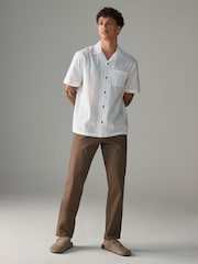 White 100% Cotton Textured Seersucker Short Sleeve Shirt - Image 2 of 8