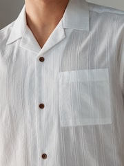 White 100% Cotton Textured Seersucker Short Sleeve Shirt - Image 5 of 8