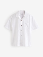 White 100% Cotton Textured Seersucker Short Sleeve Shirt - Image 6 of 8