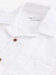 White 100% Cotton Textured Seersucker Short Sleeve Shirt - Image 8 of 8