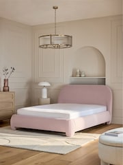 Soft Velvet Blush Pink Lottie Upholstered Bed Frame - Image 2 of 7