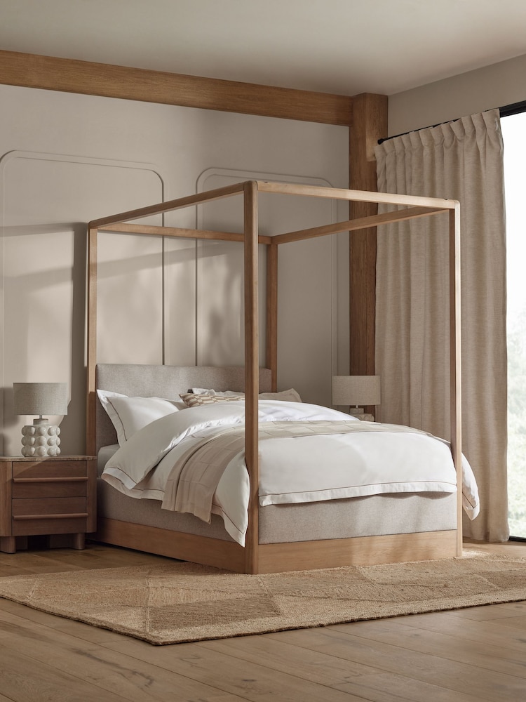 Wool Blend Stone N. Premium Aviano Four Poster Bed Frame - Image 1 of 7