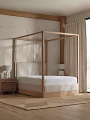 Wool Blend Stone N. Premium Aviano Four Poster Bed Frame - Image 2 of 7