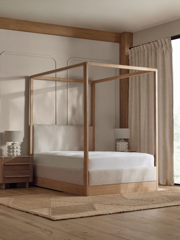 Wool Blend Stone N. Premium Aviano Four Poster Bed Frame - Image 2 of 7
