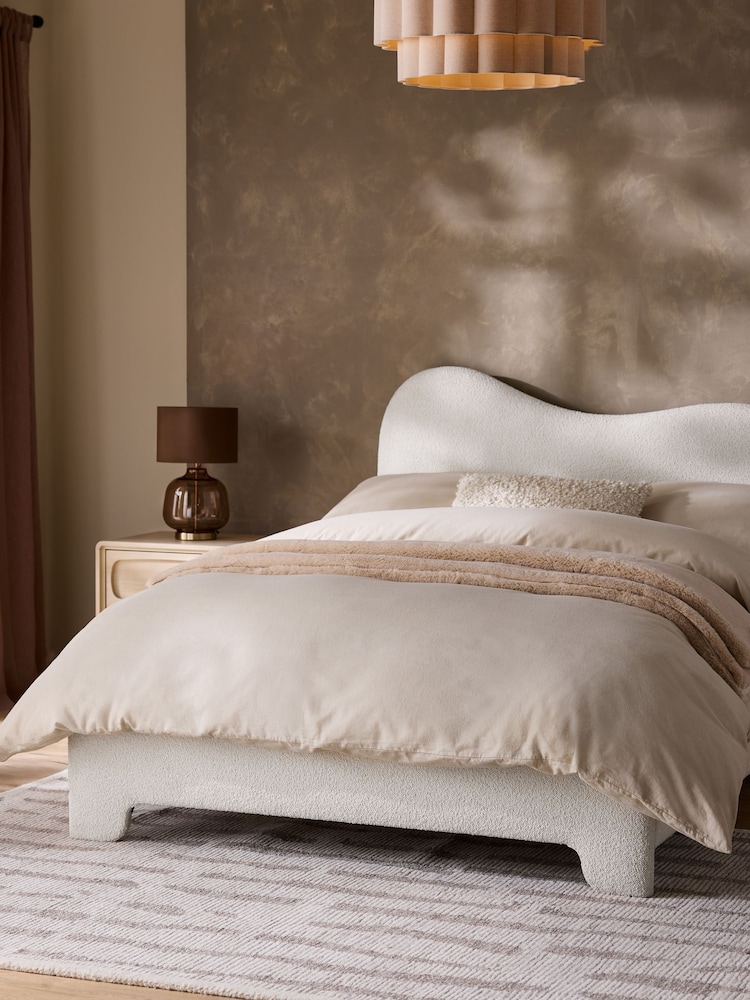 Casual Boucle Oyster Elsie Upholstered Bed Frame - Image 1 of 8