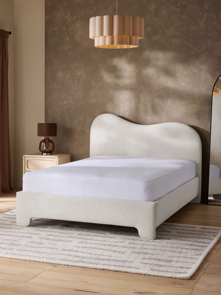 Casual Boucle Oyster Elsie Upholstered Bed Frame - Image 2 of 8