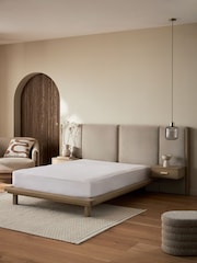 Soft Velvet Pebble Nila Upholstered Hotel Bed Frame with Bedside Tables - Image 2 of 6