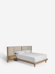 Soft Velvet Pebble Nila Upholstered Hotel Bed Frame with Bedside Tables - Image 5 of 6
