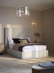 Soft Velvet Light Grey Cora Upholstered Ottoman Storage Bed Frame - Image 1 of 9
