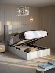 Soft Velvet Light Grey Cora Upholstered Ottoman Storage Bed Frame - Image 2 of 9