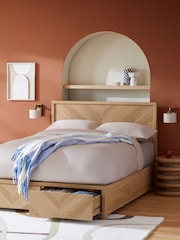 Wood Oak Effect Hayford Bed Frame with Storage Drawers - Image 1 of 7